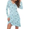 imageEkouaer Long Sleeve Nightgowns for Women Sexy Lace Night Shirt V Neck Sleep Shirt Soft SleepwearBlue Planet