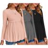 imageEkouaer Maternity Shirts 3 Packs Pleated Long Sleeve Tops Tunic Casual Pregnancy ClothesBlackGreyPink