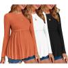 imageEkouaer Maternity Shirts 3 Packs Pleated Long Sleeve Tops Tunic Casual Pregnancy ClothesBlackWhiteCaramel