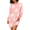 imageEkouaer Nightgowns for Women Long Sleeve Sleep Shirts Waffle Knit Nightshirts Soft Sleep Dress Oversized SleepwearFloral Pink