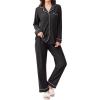 imageEkouaer Womens Fleece Pajama Sets Long Sleeve Button Down Twopiece Sleepwear Soft Lounge SetBlack