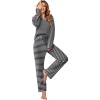 imageEkouaer Womens Waffle Knit Pajama Sets Comfy Long Sleeve Lounge Sets 2 Piece Matching Pj Sets with PocketsBlack and White Stripes