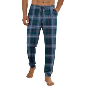 imageEkouaer Mens Pajama Pants Ultra Lightweight Pjs Bottoms Soft Sleep Jogger Pants with Pocket DrawstringGreen Plaid