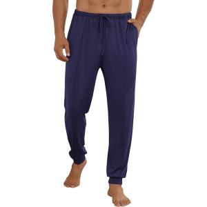 imageEkouaer Mens Pajama Pants Ultra Lightweight Pjs Bottoms Soft Sleep Jogger Pants with Pocket DrawstringNavy