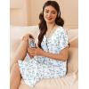 imageEkouaer Womens Cotton Nightgown Ladies Short Sleeve Sleepshirt V Neck Button Down Night Gowns Casual House DressBlue Floral