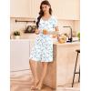 imageEkouaer Womens Cotton Nightgown Ladies Short Sleeve Sleepshirt V Neck Button Down Night Gowns Casual House DressBlue Floral