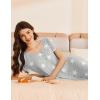 imageEkouaer Womens Cotton Nightgown Ladies Short Sleeve Sleepshirt V Neck Button Down Night Gowns Casual House DressGrey Star