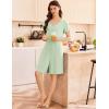 imageEkouaer Womens Cotton Nightgown Ladies Short Sleeve Sleepshirt V Neck Button Down Night Gowns Casual House DressLight Green