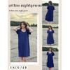 imageEkouaer Womens Cotton Nightgown Ladies Short Sleeve Sleepshirt V Neck Button Down Night Gowns Casual House DressNavy Blue