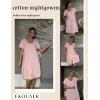 imageEkouaer Womens Cotton Nightgown Ladies Short Sleeve Sleepshirt V Neck Button Down Night Gowns Casual House DressPink