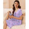 imageEkouaer Womens Cotton Nightgown Ladies Short Sleeve Sleepshirt V Neck Button Down Night Gowns Casual House DressPurple Floral