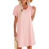 imageEkouaer Womens Cotton Nightgown Ladies Short Sleeve Sleepshirt V Neck Button Down Night Gowns Casual House DressPink
