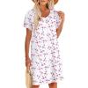 imageEkouaer Womens Cotton Nightgown Ladies Short Sleeve Sleepshirt V Neck Button Down Night Gowns Casual House DressPink Floral
