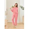 imageEkouaer 2 Pack Women Pajama Long Sleeve Sleepwear Soft Loungewear Pjs Sets with Pockets SXXLPinkGrey