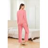 imageEkouaer 2 Pack Women Pajama Long Sleeve Sleepwear Soft Loungewear Pjs Sets with Pockets SXXLPinkGrey