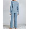 imageEkouaer Lounge Sets for Women Long Sleeve Knit Ribbed Pajama Sets 2 Piece Casual Loungewear with PocketsLight Blue