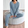 imageEkouaer Lounge Sets for Women Long Sleeve Knit Ribbed Pajama Sets 2 Piece Casual Loungewear with PocketsLight Blue