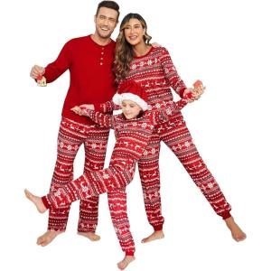 imageEkouaer Family Christmas Pajamas Matching Sets Womens Mens Pjs Long Sleeve Sleepwear Holiday Lounge Sets01 Redsnowflake