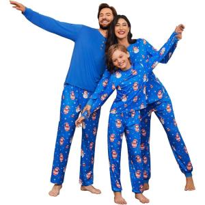 imageEkouaer Family Christmas Pajamas Matching Sets Womens Mens Pjs Long Sleeve Sleepwear Holiday Lounge SetsBlue Snowman and Snowflake