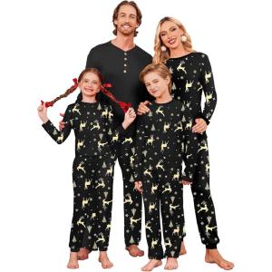 imageEkouaer Family Christmas Pajamas Matching Sets Womens Mens Pjs Long Sleeve Sleepwear Holiday Lounge SetsChampagne Elk
