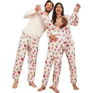 imageEkouaer Family Christmas Pajamas Matching Sets Womens Mens Pjs Long Sleeve Sleepwear Holiday Lounge SetsChristmas Elements