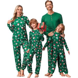 imageEkouaer Family Christmas Pajamas Matching Sets Womens Mens Pjs Long Sleeve Sleepwear Holiday Lounge SetsGreenchristmas