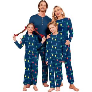 imageEkouaer Family Christmas Pajamas Matching Sets Womens Mens Pjs Long Sleeve Sleepwear Holiday Lounge SetsNavy Blue Lights