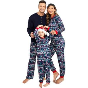 imageEkouaer Family Christmas Pajamas Matching Sets Womens Mens Pjs Long Sleeve Sleepwear Holiday Lounge SetsNavy Bluesanta Claus