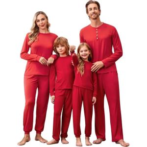 imageEkouaer Family Christmas Pajamas Matching Sets Womens Mens Pjs Long Sleeve Sleepwear Holiday Lounge SetsRed