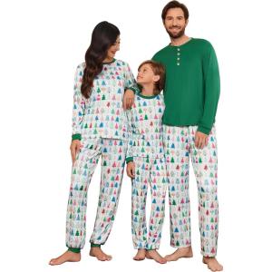 imageEkouaer Family Christmas Pajamas Matching Sets Womens Mens Pjs Long Sleeve Sleepwear Holiday Lounge SetsWhite Christmas Tree