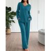 imageEkouaer Lounge Sets for Women Long Sleeve Knit Ribbed Pajama Sets 2 Piece Casual Loungewear with PocketsGreen Blue