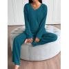 imageEkouaer Lounge Sets for Women Long Sleeve Knit Ribbed Pajama Sets 2 Piece Casual Loungewear with PocketsGreen Blue
