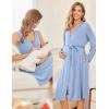 imageEkouaer Maternity Nursing Gown and Robe Set Labor Delivery Nursing Nightgowns for Breastfeeding Pregnancy ClothesLight Blue