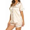 imageEkouaer Silk Pajamas for Women Short Sleeve Sleepwear Soft Button Down Loungewear 2 Piece Satin Pjs Shorts SetChampagne