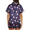 imageEkouaer Silk Pajamas for Women Short Sleeve Sleepwear Soft Button Down Loungewear 2 Piece Satin Pjs Shorts SetChristmas Navy