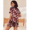 imageEkouaer Silk Pajamas for Women Short Sleeve Sleepwear Soft Button Down Loungewear 2 Piece Satin Pjs Shorts SetFloral Wine