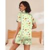 imageEkouaer Silk Pajamas for Women Short Sleeve Sleepwear Soft Button Down Loungewear 2 Piece Satin Pjs Shorts SetGreen Fruit