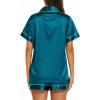 imageEkouaer Silk Pajamas for Women Short Sleeve Sleepwear Soft Button Down Loungewear 2 Piece Satin Pjs Shorts SetLake Blue
