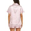 imageEkouaer Silk Pajamas for Women Short Sleeve Sleepwear Soft Button Down Loungewear 2 Piece Satin Pjs Shorts SetLeopard Pink