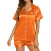 imageEkouaer Silk Pajamas for Women Short Sleeve Sleepwear Soft Button Down Loungewear 2 Piece Satin Pjs Shorts SetOrange