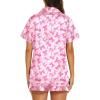 imageEkouaer Silk Pajamas for Women Short Sleeve Sleepwear Soft Button Down Loungewear 2 Piece Satin Pjs Shorts SetPink Bow Knot