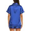 imageEkouaer Silk Pajamas for Women Short Sleeve Sleepwear Soft Button Down Loungewear 2 Piece Satin Pjs Shorts SetRoyal Blue