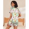 imageEkouaer Silk Pajamas for Women Short Sleeve Sleepwear Soft Button Down Loungewear 2 Piece Satin Pjs Shorts SetWhiteanimal