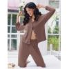 imageEkouaer Women Pajamas Set Long Sleeve Sleepwear Button Down Pjs Soft 2 Piece Loungewear with Long PantsBrown