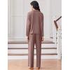 imageEkouaer Women Pajamas Set Long Sleeve Sleepwear Button Down Pjs Soft 2 Piece Loungewear with Long PantsBrown