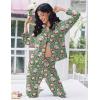 imageEkouaer Women Pajamas Set Long Sleeve Sleepwear Button Down Pjs Soft 2 Piece Loungewear with Long PantsChristmas Green