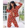 imageEkouaer Women Pajamas Set Long Sleeve Sleepwear Button Down Pjs Soft 2 Piece Loungewear with Long PantsChristmas Red