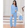 imageEkouaer Women Pajamas Set Long Sleeve Sleepwear Button Down Pjs Soft 2 Piece Loungewear with Long PantsClear Blue