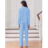 imageEkouaer Women Pajamas Set Long Sleeve Sleepwear Button Down Pjs Soft 2 Piece Loungewear with Long PantsClear Blue