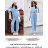 imageEkouaer Women Pajamas Set Long Sleeve Sleepwear Button Down Pjs Soft 2 Piece Loungewear with Long PantsClear Blue